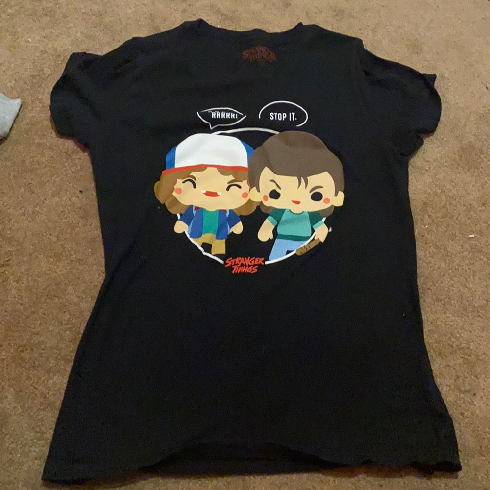Stranger Things, Black Shirt, Girls Large